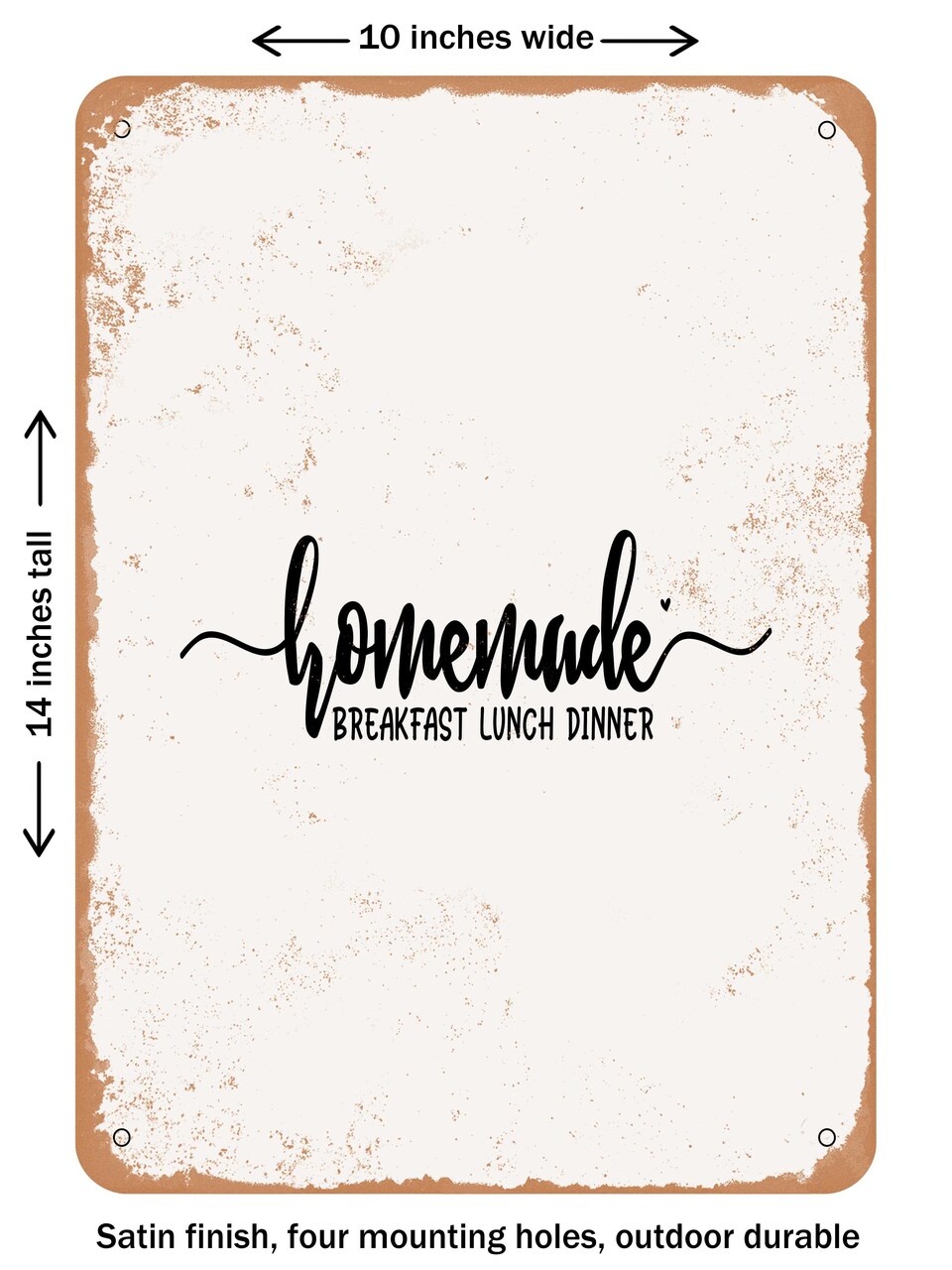 DECORATIVE METAL SIGN - Homemade Breakfast Lunch Dinner - Vintage Rusty Look